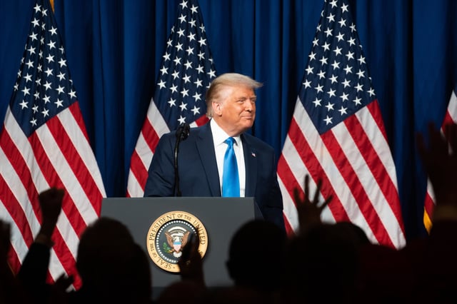 Donald Trump on the first day of the Republican National Convention in Charlotte in 2020.