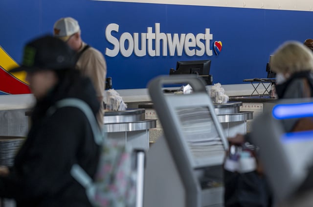 A Southwest Airlines check-in area at the Oakland International Airport in Oakland, California, US, on Tuesday, Sept. 19, 2023.