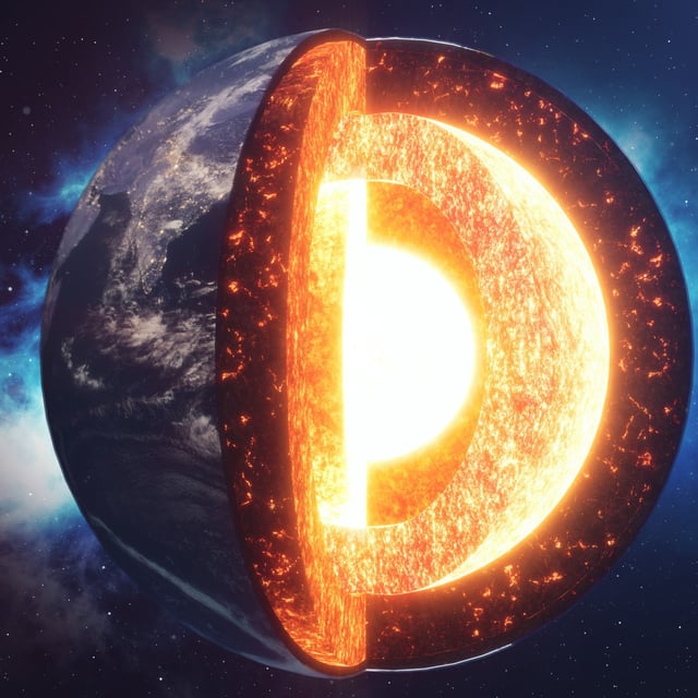 Stock image of the inner layers of the Earth. Scientists have found that the spin of the Earth's inner core is slowing down.