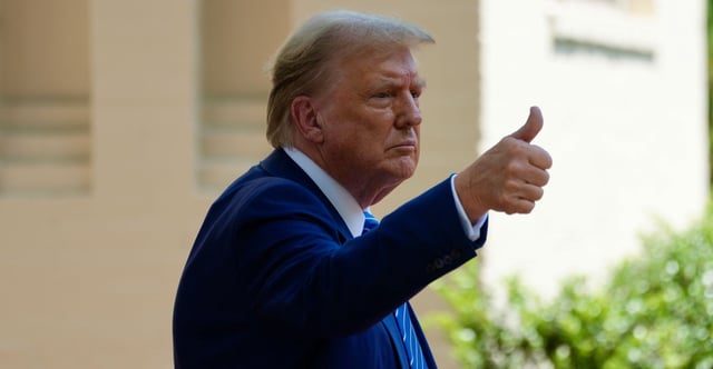 Former President Donald Trump visited Washington, D.C., Thursday to meet with CEOs. (Photo: Andrew Leyden/Getty Images)