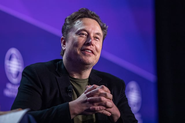 Elon Musk, co-founder of Tesla and SpaceX and owner of X Holdings Corp., speaks at the Milken Institute's Global Conference at the Beverly Hilton Hotel,on May 6, 2024 in Beverly Hills, California. The 27th annual global conference explores various topics, from the rise of generative AI to electric vehicle trends and features participants, soccer star David Beckham and actor Ashton Kutcher.