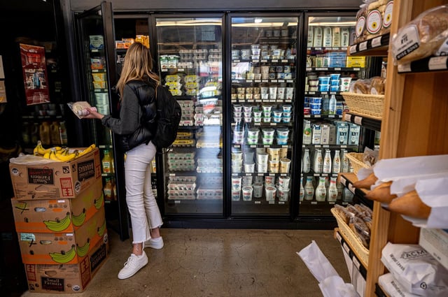 A customer at a grocery store in San Francisco, California, US, on Friday, June 7, 2024.