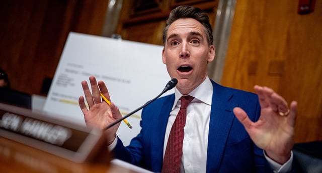 Sen. Josh Hawley, R-Mo., seen here April 18, excoriated a scientist on Tuesday for his role in dismissing the COVID-19 lab origin theory. (Photo: Andrew Harnik/Getty Images)
