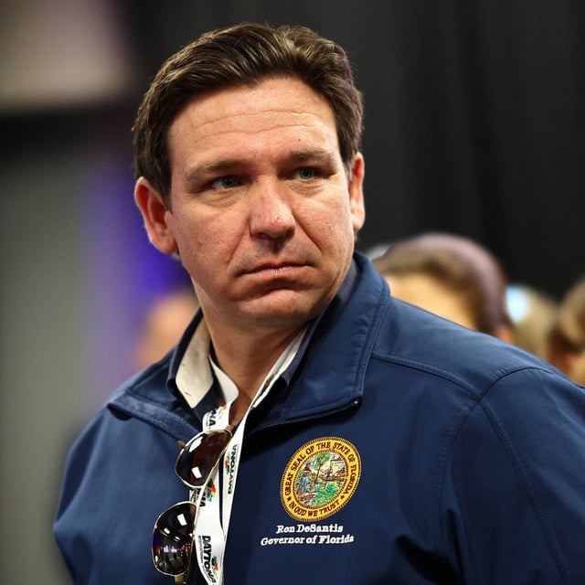 Florida Governor Ron DeSantis at Daytona International Speedway on February 19, 2024, in Daytona Beach, Florida