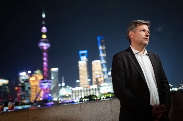 Robert Habeck, German Minister for Economic Affairs and Climate Protection, is seen in Shanghai on Saturday during a visit to China. Photo: dpa