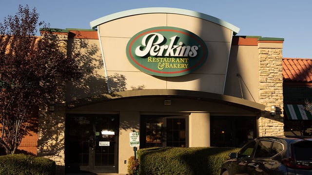 The exterior of a Perkins Restaurant and Bakery.