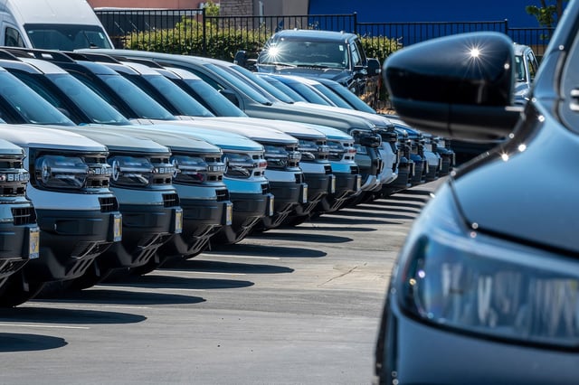 Vehicles for sale at a dealership in Richmond, California, US, on Friday, June 21, 2024. CDK Global, a software provider to some 15,000 car dealers, was waylaid by debilitating cyberattacks this week that have had a crippling effect on the auto sales industry.