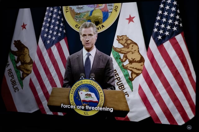Gov. Gavin Newsom delivers a pre-recorded State of the State address via YouTube on June 25, 2024. Photo by Miguel Gutierrez Jr., CalMatters