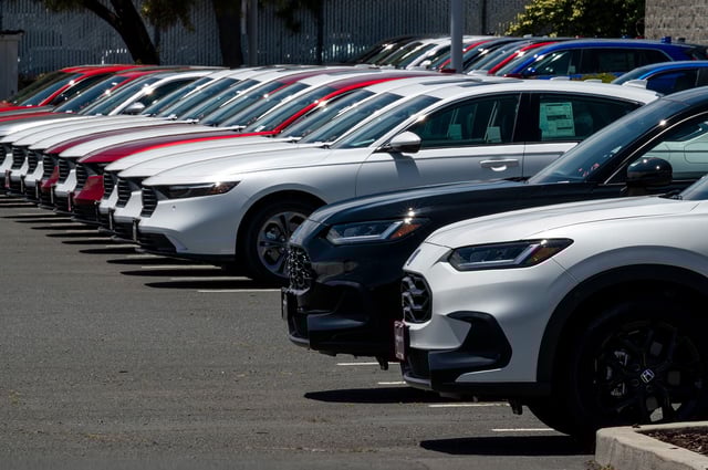 Vehicles for sale at an AutoNation Honda dealership in Fremont, California, US, on Monday, June 24, 2024. The hack that's disrupted business at thousands of car dealerships in North America is now in the process of getting resolved, the targeted software provider CDK Global said.