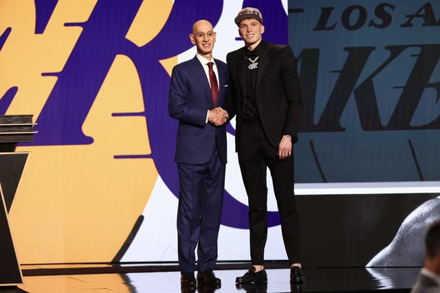 Dalton Knecht and Adam Silver