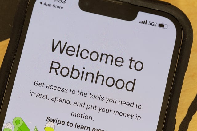 Robinhood app seen on a phone