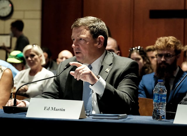 Ed Martin, president of the Eagle Forum Education & Legal Defense Fund, speaks during a January 6th field hearing held by Rep Matt Gaetz in the U.S. Capitol on June 13, 2023 in Washington, DC.