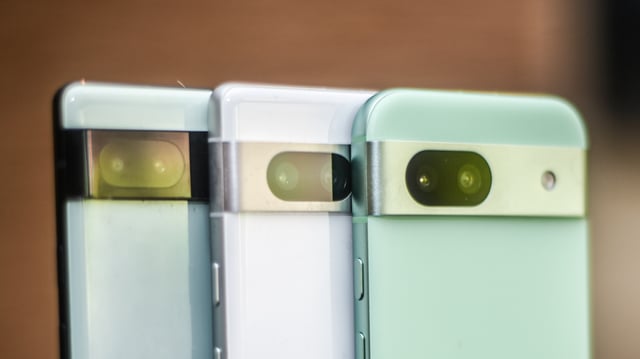 Google Pixel 8a in aloe green showing