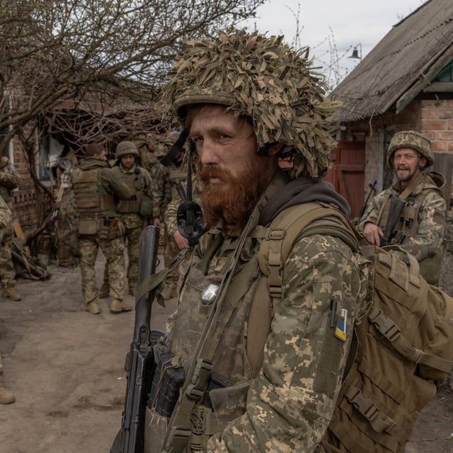 Ukrainian infantry soldiers of the 23rd Mechanized Brigade wait to head toward the frontline in the Avdiivka direction, in the Donetsk region, on April 3, 2024. Russian forces "did not accomplish that much" along the frontlines snaking down eastern Ukraine while significant U.S. military aid for Kyiv languished in Congress earlier this year, the U.S. Defense Department has said. Moscow took control of Avdiivka in February.