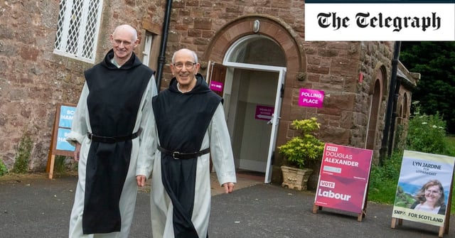 Monks from Sancta Maria Abbey in East Lothian cast their vote
