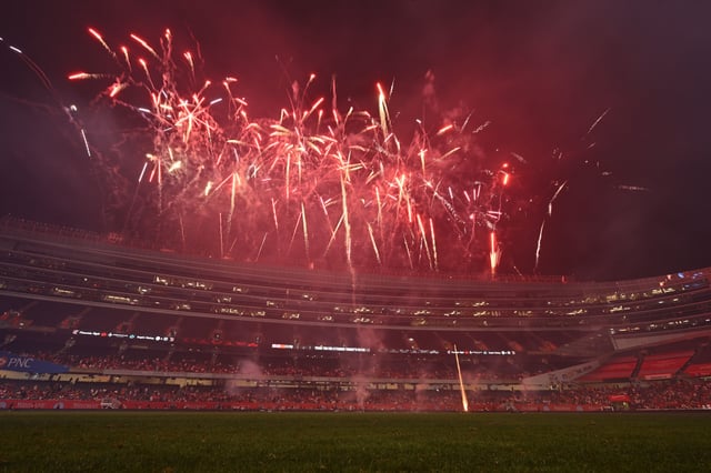 Fans are treated to a fireworks show at Soldier Field in Chicago on July 3, 2024. A man died after handling a firework on the city's Northwest Side on July 24, 2024. The Chicago Police Department said the 34-year-old victim suffered trauma to the body while handling it and was pronounced dead at the scene.