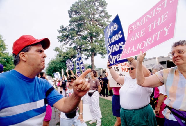 Protesters outside a clinic in Little Rock, Ark.