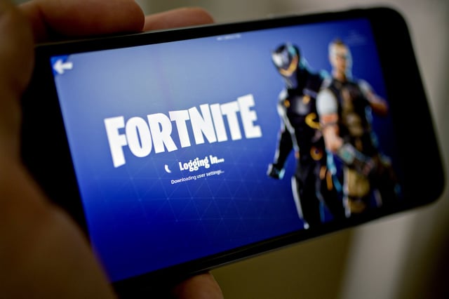 The Epic Games Inc. Fortnite: Battle Royale video game on an  iPhone on May 10, 2018.