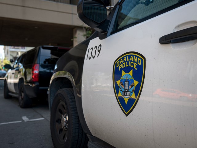 Oakland Police vehicles sit parked on a street in Oakland, California, U.S., on Thursday, June 4, 2020. In the past few days, hundreds of Bay Area looters have made off with food, clothing, electronics and even dozens of cars all within minutes, according to the San Francisco Chronicle. (David Paul Morris/Bloomberg via Getty)