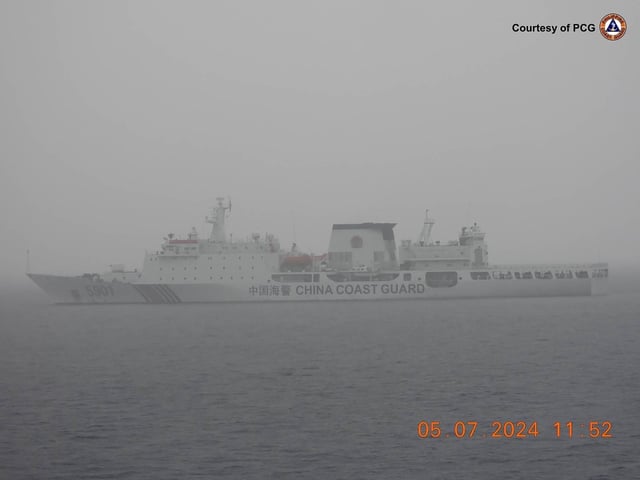 The China Coast Guard ship 5901 is shown on July 5 in an image posted by the Philippine Coast Guard on X.