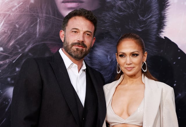 Jennifer Lopez and Ben Affleck attend the premiere of "The Mother" on May 10, 2023.