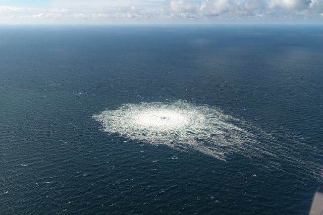 The Nord Stream 2 gas leak near Bornholm, Denmark in 2022. Photo: Danish Defence Command / dpa