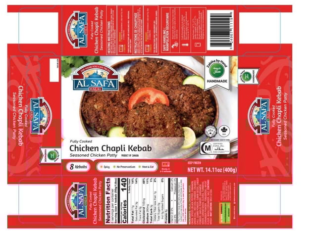 The recalled Chicken Chapli Kebab.