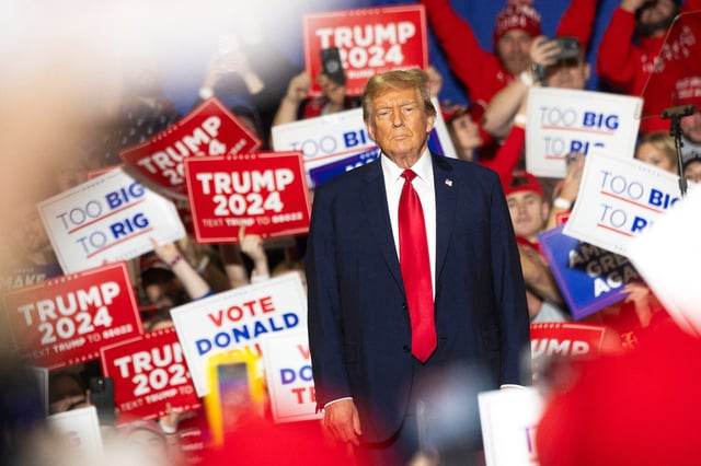 Former President Donald Trump attends a "Get Out the Vote" rally at the Coliseum Complex in Greensboro, N.C., on March 2, 2024.