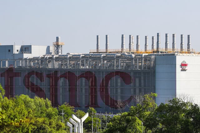 The logo of Taiwan Semiconductor Manufacturing Co is displayed at one of the company’s chip fabrication plants in the island. Photo: Shutterstock
