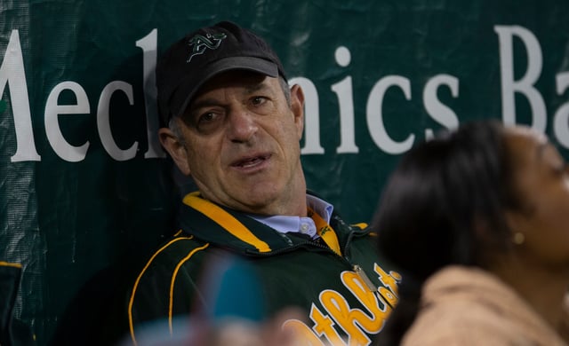 OAKLAND, CA - APRIL 17: Managing Partner John Fisher of the Oakland Athletics in the stands during the game against the Chicago Cubs at RingCentral Coliseum on April 17, 2023 in Oakland, California. The Cubs defeated the Athletics 10-1.