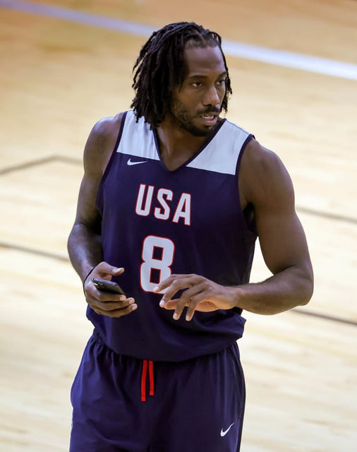 Leonard, seen here during the U.S. team's training camp, dealt with injuries during the recent NBA season.