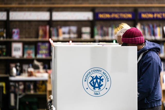 Voters cast their ballots at the Downtown Reno Library in Washoe County on Nov. 8, 2022 in Reno, Nev.