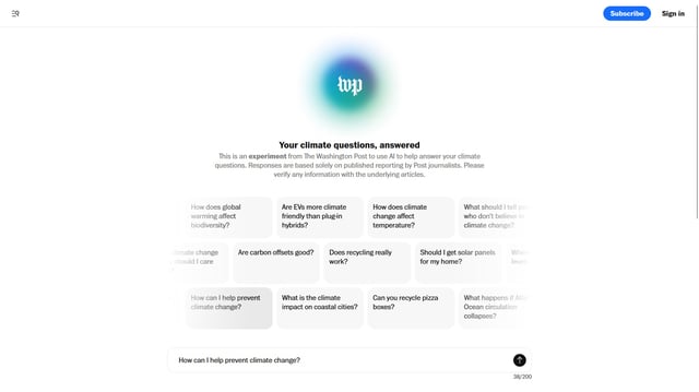 Washington Post Climate Change AI