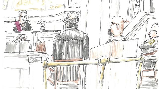 Jeremy Skibicki first day of murder trial court sketch April 29, 2024