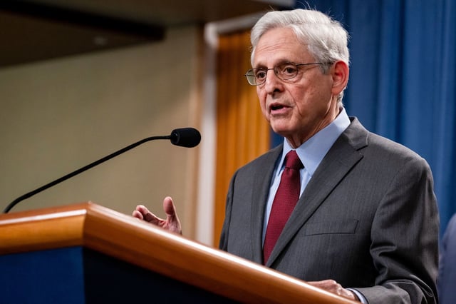 WASHINGTON, DC - JUNE 27: U.S. Attorney General Merrick Garland speaks during a press conference at the U.S. Department of Justice on June 27, 2024 in Washington, DC.