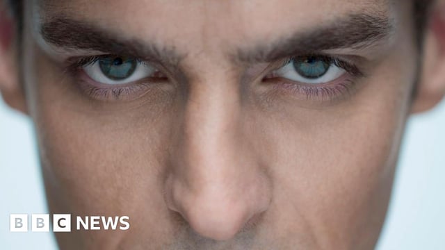 Man staring intently at camera