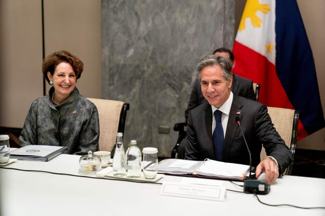 MaryKay Carlson and Antony Blinken