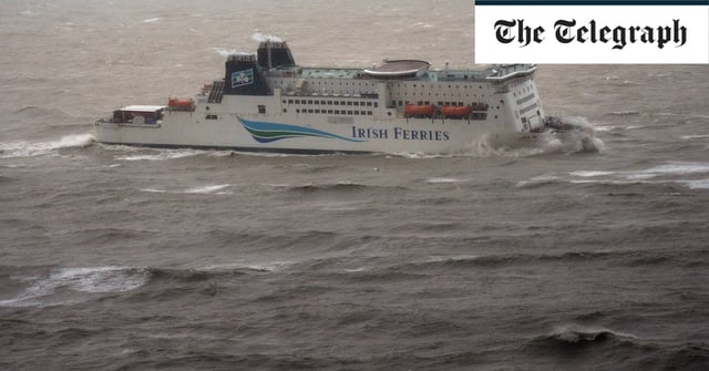 A cross-Channel ferry battles through high seas and strong winds at the height of Storm Ciaran in November 2023