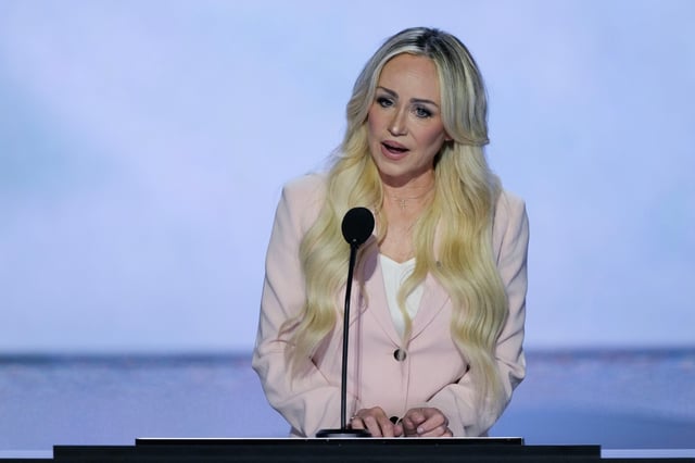 Anne Funder delivers remarks during the second day of the Republican National Convention at the Fiserv Forum. The second day of the RNC focused on crime and border policies.