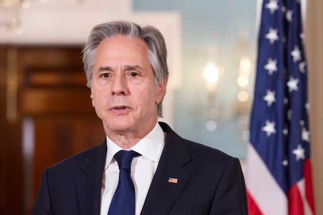US Secretary of State Antony Blinken speaks to reporters in Washington on Wednesday. Photo: EPA-EFE