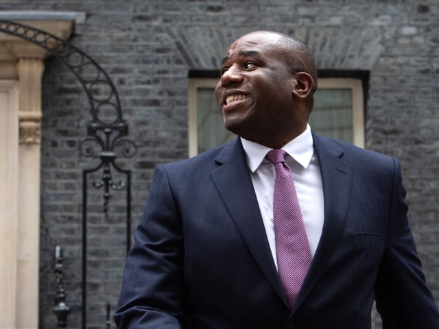 Incoming Secretary of State for Foreign, Commonwealth and Development Affairs David Lammy leaves Downing Street in London, Friday, July 5, 2024. Britain's Labour Party swept to power Friday after more than a decade in opposition, as a jaded electorate handed the party a landslide victory, but also a mammoth task of reinvigorating a stagnant economy and dispirited nation. (AP Photo/Thomas Krych)