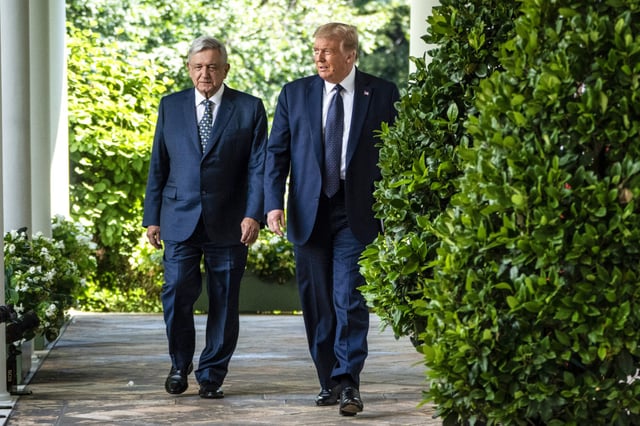 Andrés Manuel López Obrador and Donald Trump at the White House on July 08, 2020.