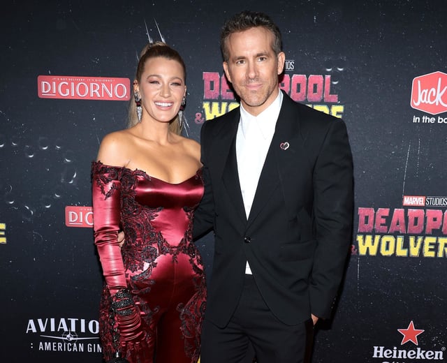 Blake Lively and Ryan Reynolds attend the "Deadpool & Wolverine" premiere on July 22, 2024, in New York City.