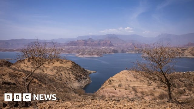A reservoir in the Tekeze river, pictured in February 2024.