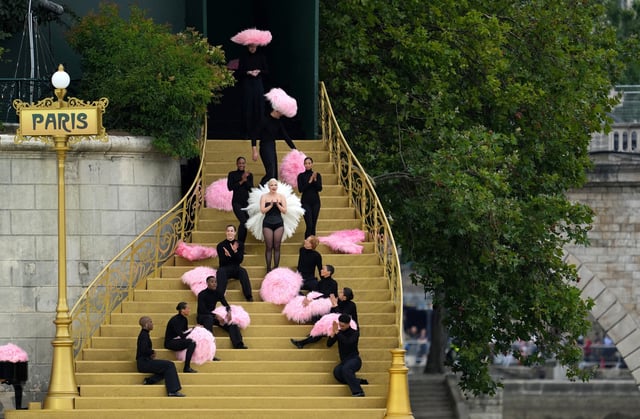 Lady Gaga and performers are seen taping a performance ahead of the opening ceremony for the 2024 Paris Olympics on July 26.
