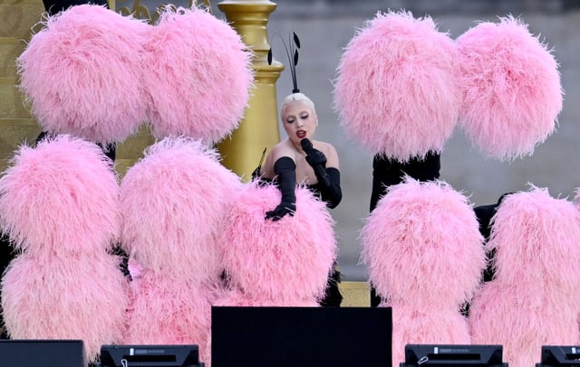 Lady Gaga performs before the opening ceremony of Paris Olympics. CREDIT: Sina Schuldt/dpa/Getty