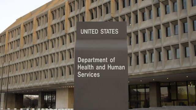 FILE - The Department of Health and Human Services building is shown on April 5, 2009, in Washington. Children in many states are being wrongly cut off from Medicaid because of a “glitch” in the automated systems being used in a massive eligibility review for the government-run health care program, a top Medicaid official said Wednesday, Aug. 30, 2023. (AP Photo/Alex Brandon, File)