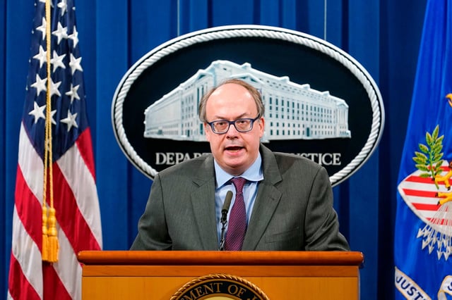 Jeff Clark, Assistant Attorney General for the Environment and Natural Resources Division, speaks during a news conference at the Justice Department in Washington, September 14, 2020.