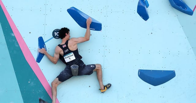 Hamish McArthur of Team Great Britain climbs during the Men's Boulder & Lead Semifinal on day ten of the Olympic Games Paris 2024