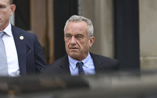 Independent presidential candidate Robert F. Kennedy Jr., leaves the Albany County Courthouse, Monday, Aug. 5, 2024, in Albany, N.Y. Kennedy is fighting a lawsuit that alleges he falsely claimed to live in New York as he sought to get on the ballot in the state.